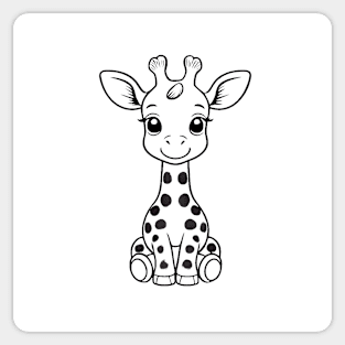 Cute Baby Giraffe Animal Outline Sticker